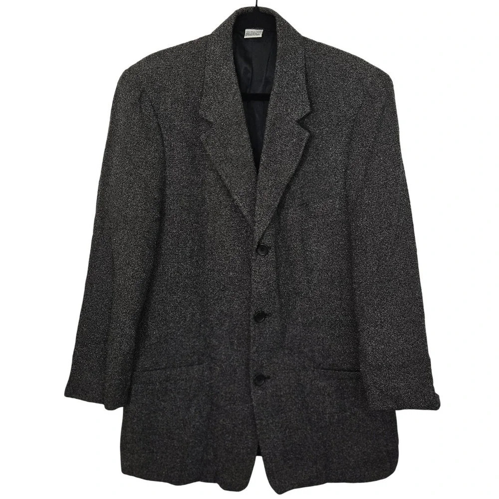 Vintage Jhane Barnes Mens Blazer 40 Gray Textured Tencel 3 Button Woven In Japan
